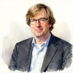 peter thiel, water color art by bob ross