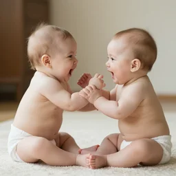two babies fighting