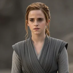 emma watson as rey in the new star wars movie, cinematic, detailed
