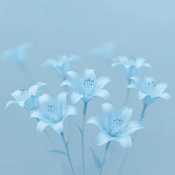field of light blue lilys, minimalistic art