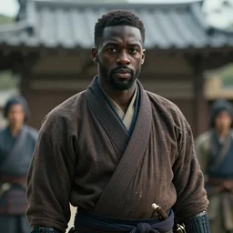 a film still of daniel kaluuya starring as an ancient samurai in a japanese blockbuster film, shallow depth of field, cinematic, award winning cgi, vfx, film still
