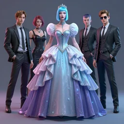 vaporwave!!, an cyberpunk queen in a eccentric ball gown, straight on, by artgerm, jamie hewlett, tom bagshaw, gerald brom, 4 k, smooth, hd, substance designer render, full body character concept art, 2 point studio lighting,