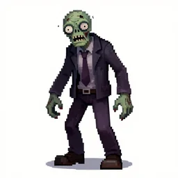 a zombie, ultra detailed, pixel art, full body, horror style, monster sprite, gothic, high resolution, 1 6 bits, white background