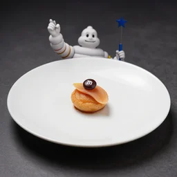 one m & m on a platter, michelin star restaurant, hdr studio lighting, award winning food photography, highly detailed