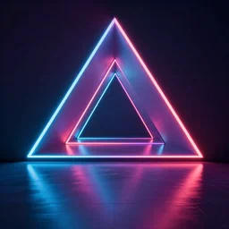neon triangle interior room with gloss reflective floor geometric assets glowing and vibrant