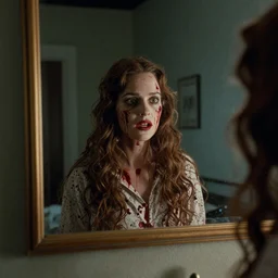 film still of the ghost bloody mary in a mirror
