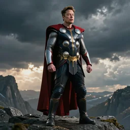 Elon Musk as Thor in the Marvel movie