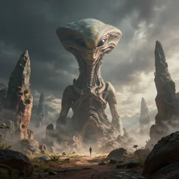 Amazing alien landscape, cinematic, dramatic volumetric lighting, epic composition, 8K Ultra HD, high detail, Octane render