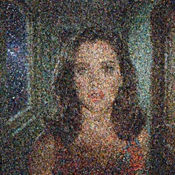 face close-up of Mila Kunis walking through an eerie hallway, starry nebula through window, 1960s, Ludek Pesek, colorful accents, Rick Guidice, Chesley Bonestell, Lucien Rudaux, Rolf Klep, Fred Freeman, George Pal