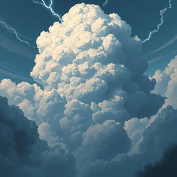 thundercloud with a cloud strife's face on it, trending on artstation, high contrast, highly detailed, epic, 4 k, artstation, greg rutkowski, makoto shinkai, beautiful sky