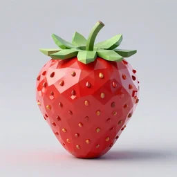 3 d render of a strawberry, low poly