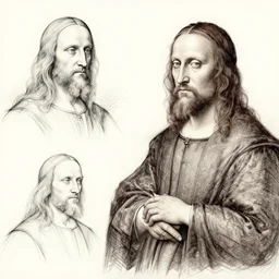 sketches of Leonardo DaVinci explaining Stable Diffusion
