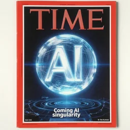 TIME magazine cover, the coming AI singularity, analog