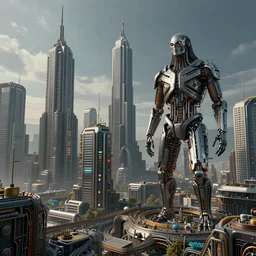 photo of a futuristic city in a dystopian future made of electronic components by hr giger and zdzislaw beksinski. Very detailed 8k. Unreal engine 5 render with nanite, global illustration and path tracing. Cinematic post processing.