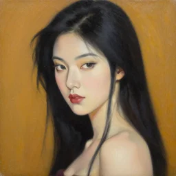Western woman in the style of Takato Yamamoto, oil on canvas