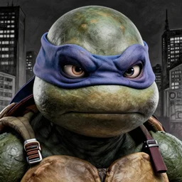 detailed portrait leonardo from ninja turtles by udon comics, trending artstation, detailed eyes, highly - detailed, volumetric lighting, trending cgsociety, unreal engine 5, octane render pencile and ink, city in the background, dark colors, intricate details