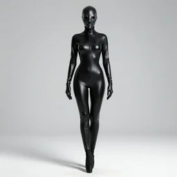 hooded flat slim thin petite female plague doctor, in extra tight shiny black latex suit, long sleeves, turtleneck, trending on artstation, the elder scrolls v : skyrim, latex plague crow mask, ballet boots, establishing shot, fullbody shot