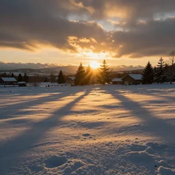POV winter golden hour