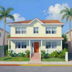 miami beach side home, painting by bhupen khakhar,