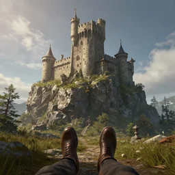 Castle on the rock, first person POV, Unreal Engine, Greg Rutkowski, ArtStation №7