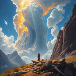 a sending down [ of the revelation ] from him who created the earth and the lofty heavens, overdetailed art, by greg rutkowski, by rhads, sharp focus, man standing