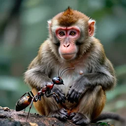 an incredible intricate surrealist mix of a monkey and an ant, by the best photographer of national geographic, scientific photo, hight quality, soft light, kodachrome 6 4, hiperdetailed