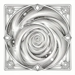 detailed desaturated art deco style ink drawing of detailed space maelstrom, highly detailed, Nigredo, dark enlightenment, alchemy, Vibrant volumetric natural light.