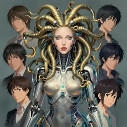 high intricate portrait of medusa with cybernetic enhancements, maria panfilova, andrea savchenko, mike kime, ludovic plouffe, qi sheng luo, oliver cook, makoto shinkai, trending on artstation