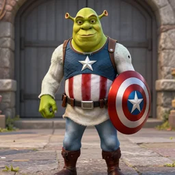 Shrek as captain America