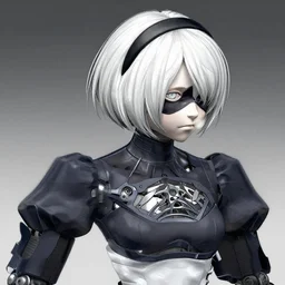 2B from Nier Automata, mechanical detail, cad, solidworks render