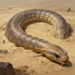 an enormous sandworm. detailed digital painting by nurikabenuri.