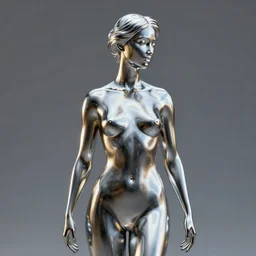 sculpture woman, 8 k uhd, unreal engine, reflected chrome octane render in the artstyle of greg rutkowski