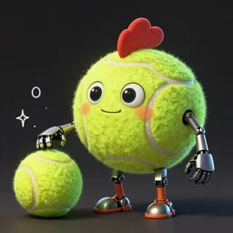a Seth Green, robot chicken tennis ball monster, tennis ball, chalk, digital art, fantasy, magic, trending on artstation, ultra detailed, professional illustration by Basil Gogos