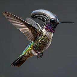 a hummingbird - xenomorph, designed by h. r. giger, sci fi, intricate, extremely hyperdetailed, sharp focus, masterpiece, trending on artstation