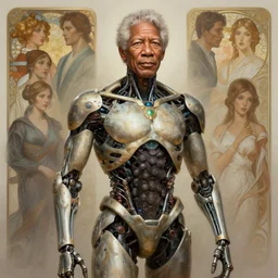morgan freeman as a organic cyborg, diffuse lighting, fantasy, intricate, elegant, highly detailed, lifelike, photorealistic, digital painting, artstation, illustration, concept art, smooth, sharp focus, art by john collier and albert aublet and krenz cushart and artem demura and alphonse mucha