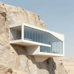 lateral view, habitat 7 6 glass house built on the side of a vertical cliff, brutalist architecture, desert, digital painting, white concrete, green lush garden, sandstone, highly detailed, smooth, sharp focus, 3 d rendering, octane, unreal engine, moebius, digital, maya, award winning, trending on artstation