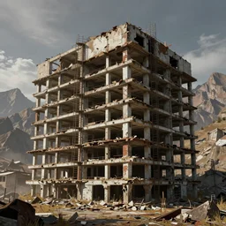 a beautiful hyperdetailed highly detailed building industrial architecture abandoned mountain unfinished building architecture urbex by canaletto, apocalyptic thermal imaging bladerunner 2 0 4 9 san andreas, archdaily, wallpaper, highly detailed, trending on artstation.