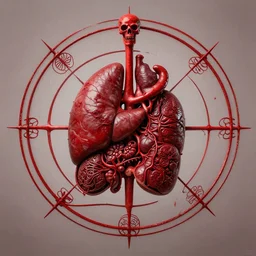 mantra art made of organs by Greg Rutkowski and Zdzislaw Belkinski , digital art, surreal, horror,red, HD, 8K