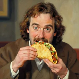 St. Peter eating a taco, painted by yuumei