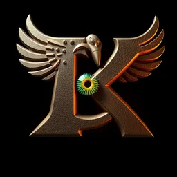 hyper realistic 3 d render logoeye of horus making the letter k media kit