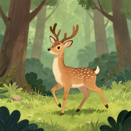 anthro anthropomorphic doe frolicking in the woods by Katiehofgard