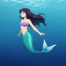 underwater photography of a mermaid, anime key visual
