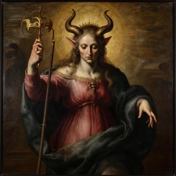 a religious depiction of Evil, baroque painting, featured on artstation