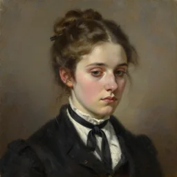 portrait painting of a young victorian sad lady, high quality by jeremy mann, only one head single portrait