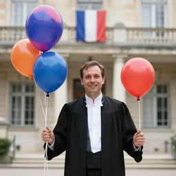 photo of a french lawyer with birthday balloons