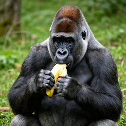 a simplr gorilla eating a banana