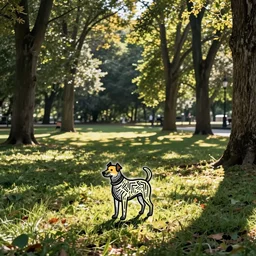 a dog in a park, suprematism, keith haring, line drawing