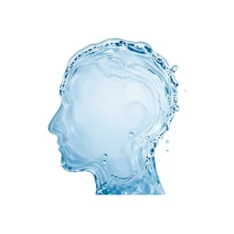 small minimalistic logo icon of a human head shape made of water, water manipulation, hyper realistic, ray tracing, realistic water splashes, sharp focus, 8 k resolution