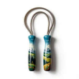 hand-painted jump rope, studio product photography, isolated on a pure white background, centered, entire object in frame, sharp focus, soft studio lighting