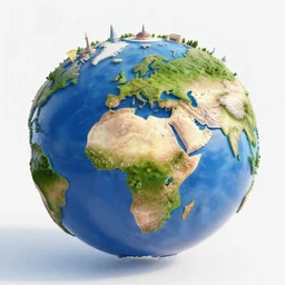 earth with 3 d famous torist attractions on its surface, in the style of kirill kendrinski
